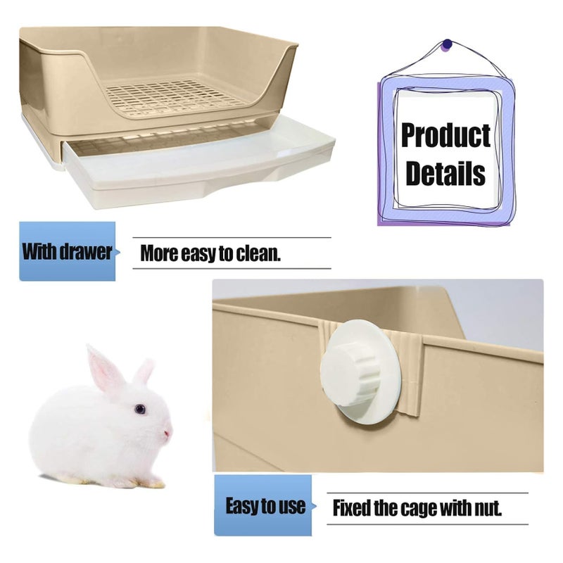 kathson Large Rabbit Litter Box Trainer, Potty Corner Toilet with Drawer Bigger Pet Pan for Adult Hamster, Guinea Pig, Ferret, Galesaur, Bunny and Other Animals (Brown) - Image 3